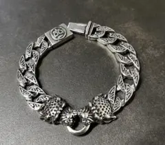 VINTAGEヴィンテージ ダブルパンサー　シルバーブレスレット喜平