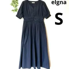 【elgna】エルガナ ネイビー シャツワンピース 半袖 S