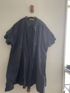 半袖シャツワンピース M-L ネイビー