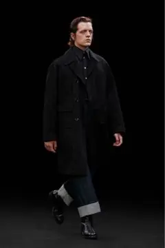 LEMAIRE ウール×コットン スタンドカラー リバーシブルコート　襟レザー LEMAIRE ウール×コットン スタンドカラー リバーシブルコート 襟