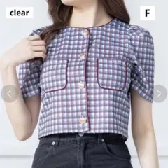 【 新品タグ付き 】clear クリア レディース 半袖 チェック パフスリーブ