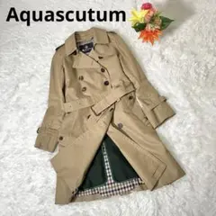 美品✨アクアスキュータム ベージュ チェック ギャバジントレンチコート