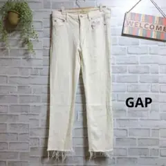 GAP デニム ホワイトデニム 美品 ストレッチ スキニー 大人可愛い フリンジ
