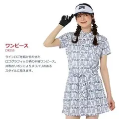 B品★春夏モデル★フィラゴルフ★ロゴ柄半袖ワンピース★L/WT