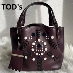 ✨️激レア 美品✨️ TOD's フラワーバッグ ハンドバッグ パープル レザー
