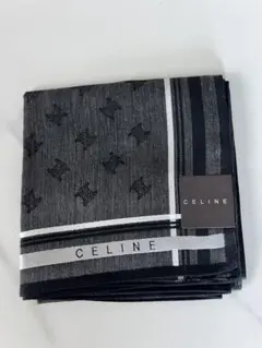 CELINE ロゴ入り ハンカチ ブラック/グレー