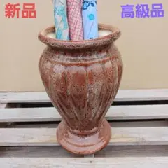 新品　窯変　陶器傘立て　難有　手造り　茶色　ブラウン　ヒョウ柄　和風　114BR