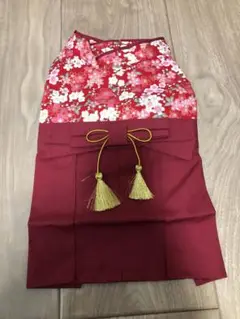 赤い花柄　犬用　和装