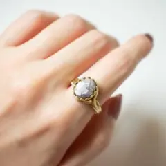 新品*コッパーオパール*クラウン リング*フリーサイズ*指輪*真鍮*ゴールド