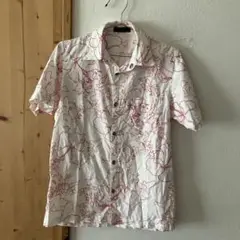 GROSBEC アロハシャツ 半袖シャツ ハイビスカス 白×赤 古着