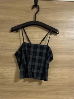 DouDou チェック柄ビスチェ ワイドパンツ　セットアップ