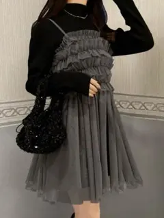 フリルチュールミニワンピースセット