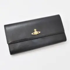 S ヴィヴィアンウエストウッド 長財布 オーブロゴ ブラック×レッド レザー