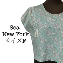 シーニューヨーク ブルー 花柄 トップス