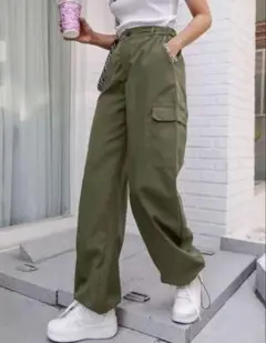 シーイン　カーゴパンツ　S カーキー　イージーパンツ　DASY ワークパンツ