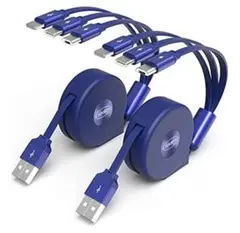 CHAFON 2パックマルチ充電ケーブル格納式 3 in 1 USB