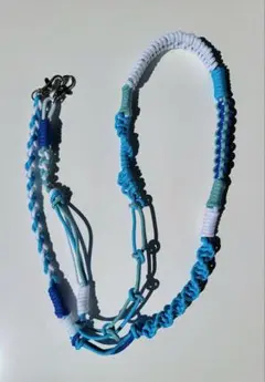 【現品限り】パラコード スマホショルダーストラップ 青×水色×白