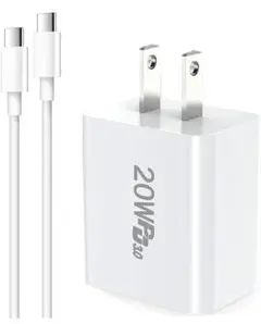 充電器 Type-Cコンセント PD急速充電 20W ホワイト　ケーブル2個