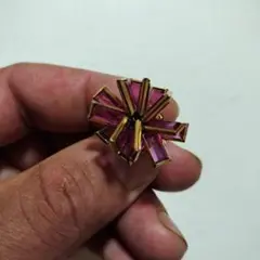花形デザイン ピンクオープンリング
