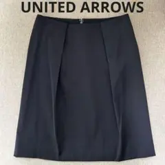 UNITED ARROWS ブラック タイト スカート 36 サテン 光沢
