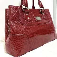 【未使用】タグ付き Monte Rosso クロコ型押し ハンドバッグ レッド