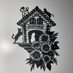 【（匿名配送）】切り絵　花と猫ちゃん等