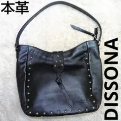 未使用級　Dissona　ショルダーバッグ　本革　シボ加工　スタッズ