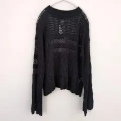 【新品】かぎ針編み　長袖ニット　黒　M　ブラック　カットソー　アベイル　しまむら