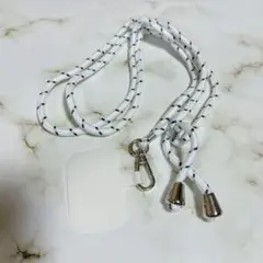 スマホショルダー ストラップ 白 ストライプ