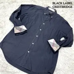 ブラックレーベルクレストブリッジ　CBチェック長袖ボタンダウンシャツ　黒M