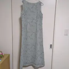 グレー 花柄 ノースリーブ ロングワンピース 13号　ELEMI