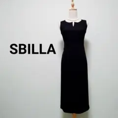 【美品】シビラ ウール ノースリーブ キーネックワンピース ブラック M