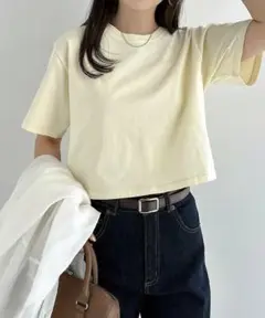 and me コットン ショート丈 半袖 Tシャツ