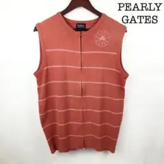 PEARLY GATES ニット ベスト ノースリーブ フルジップ レッド 4