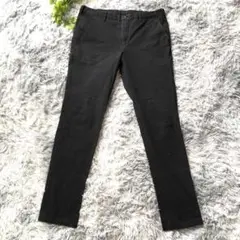GU【Ll相当】ブラック チノパン スリムフィット ストレッチ素材
