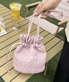 【新品未使用】 ピンク 巾着ショルダーバッグ