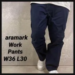 aramark ワークパンツ　ネイビー　カーゴパンツ　チノパン　W36 L30