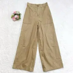 日本製★フランドル 【イヴォンイネド】 カジュアル ワイドパンツ 7号 ブラウン
