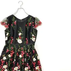 Rose Tiara ローズティアラ チュールレースフラワー刺しゅうワンピース