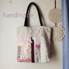 ハンドメイド✳✳パッチワーク　トートバッグ　ピンク　花柄