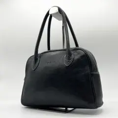 極美品✨アニエスベー　ミニボストンバッグ　シボ革　ブラック　ドーム型　肩掛け可