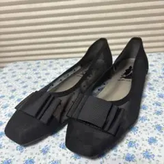 hirari.tokyo ブラックリボンフラットシューズ 日本製Japan