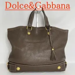 【良品】DOLCE&GABBANA ドルチェアンドガッバーナ ハンドバッグ 茶
