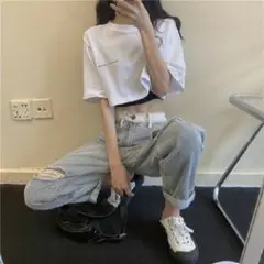 629 【大人気商品】トップス 可愛い ホワイト レディース ヘソ出し