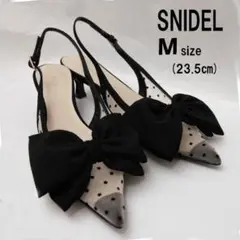 美品 スナイデル SNIDEL ドットメッシュリボンモチーフサンダル 23.5