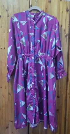 merlot パープル長袖シャツワンピース