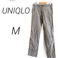 UNIQLO ユニクロ　カジュアルパンツ M グレー　ストライプ　麻　リネン