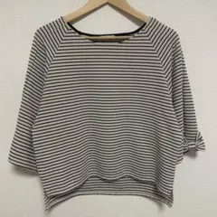 【美品】a.v.v standard ボーダー 5分丈 L ブラック ホワイト