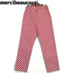 mercibeaucoup ロゴ総柄 パンツ ズボン レッド メルシーボークー