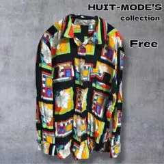 HUIT-MODE'S ユイットモーズ 総柄 カラフル パッチワーク柄ブラウス